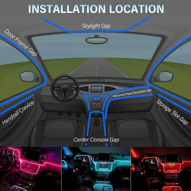 Alt view image 13 of 14 - Car LED Interior Strip Light, 16 Million Colors 5 in 1 with 236 inches Fiber Optic, Multicolor RGB Sound Active Automobile Atmosphere Ambient Lighting Kit - Wireless Bluetooth APP Control