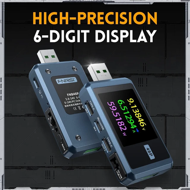 Alt view image 13 of 14 - USB Tester, PD/QC, USB-C E-Marker Reader, 24V 6.5A, USB-A/C | PD2.0/3.0 & QC2.0/3.0, Voltage/Current/Power Monitoring, Real-Time Graphs, Capacity, Ripple, PD Trigger, APP/PC Software