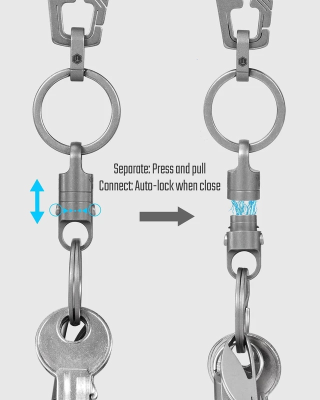 Alt view image 10 of 14 - KA62 Titanium Magnetic Quick Release Keychain | One-Hand Detachable Connector for Car Keys, House Keys, USB Drives and EDC