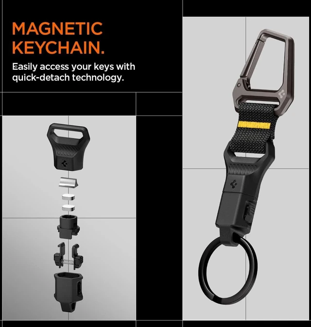 Alt view image 9 of 14 - Life Magnetic Keychain Key Holder, Quick Release | Secure Lock System, Detachable Carabiner Clip, for Men & Women - Black