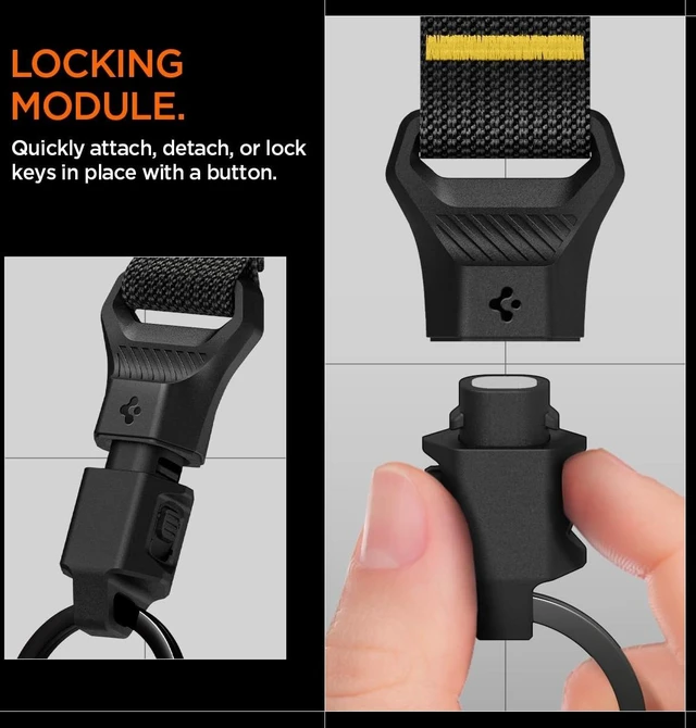 Alt view image 11 of 14 - Life Magnetic Keychain Key Holder, Quick Release | Secure Lock System, Detachable Carabiner Clip, for Men & Women - Black