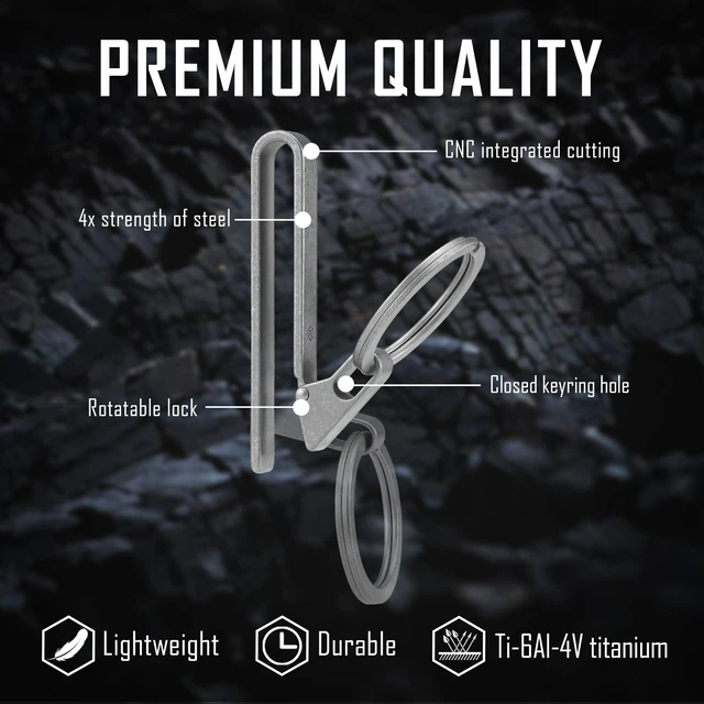 Alt view image 14 of 14 - KM23 Titanium EDC Belt Keychain, Quick Release Key Ring Clip with Locking Design for Belt, Pocket, Purse & Backpack (Stonewashed)