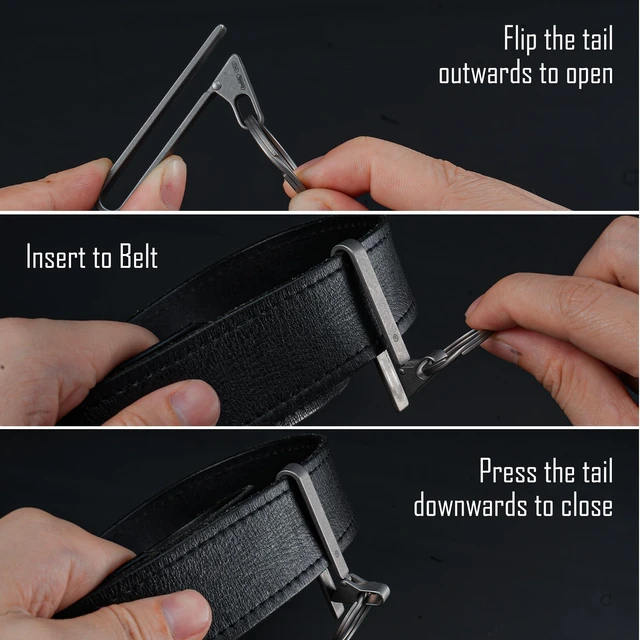 Alt view image 10 of 14 - KM23 Titanium EDC Belt Keychain, Quick Release Key Ring Clip with Locking Design for Belt, Pocket, Purse & Backpack (Stonewashed)