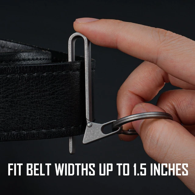 Alt view image 9 of 14 - KM23 Titanium EDC Belt Keychain, Quick Release Key Ring Clip with Locking Design for Belt, Pocket, Purse & Backpack (Stonewashed)