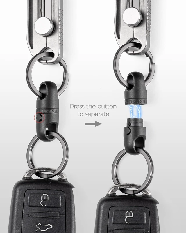 Alt view image 9 of 12 - Quick Release Keychain, Strong Magnetic Key Chain for Home Car Keys | Unbreakable Dual-Lock, Key Ring Free, One-Hand Use, 360° Swivel