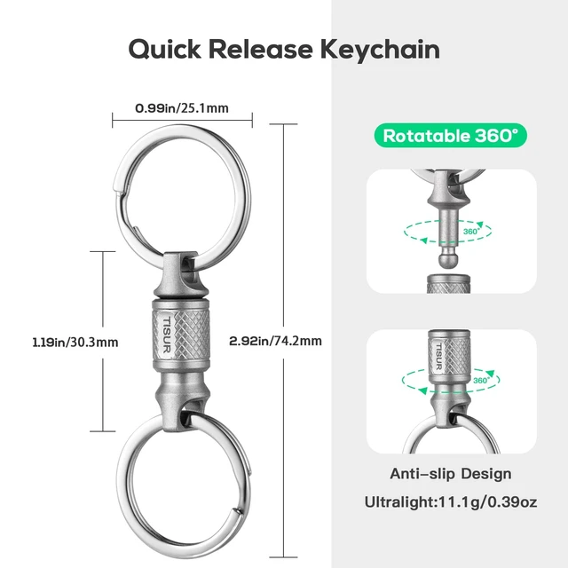Alt view image 8 of 12 - Titanium Quick Release Keychain,Detachable Pull Apart Key Chain Rings | Retractable Car Key Chain Holder for Men Women