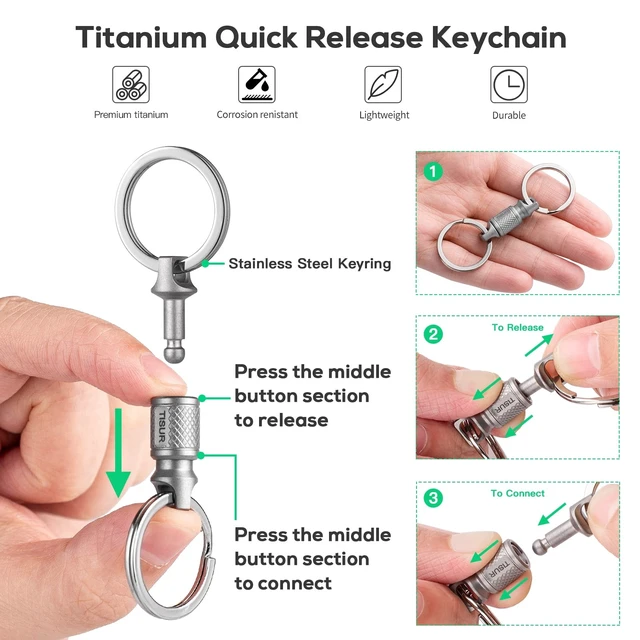 Alt view image 9 of 12 - Titanium Quick Release Keychain,Detachable Pull Apart Key Chain Rings | Retractable Car Key Chain Holder for Men Women