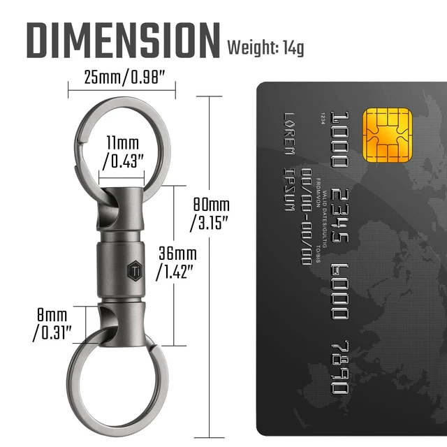 Alt view image 9 of 14 - Titanium Quick Release Keychain, Pull Apart Detachable Key Chain | Lightweight EDC Key Organizer for Car Keys, Bags, Backpack, Daily Carry