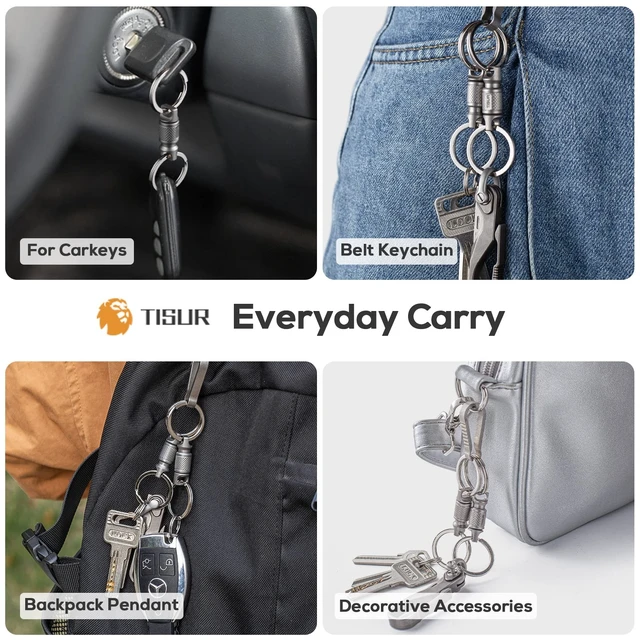 Alt view image 11 of 12 - Titanium Quick Release Keychain,Detachable Pull Apart Key Chain Rings | Retractable Car Key Chain Holder for Men Women