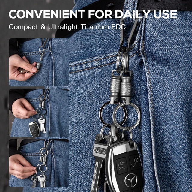 Alt view image 12 of 12 - Titanium Quick Release Keychain,Detachable Pull Apart Key Chain Rings | Retractable Car Key Chain Holder for Men Women