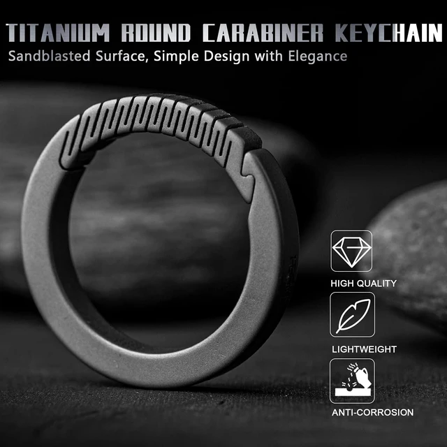 Alt view image 9 of 12 - Titanium Carabiner Key Ring Clip,D Rings Keychain Grey | Quick Release Keychain,,Key Chain Clip For Men Women