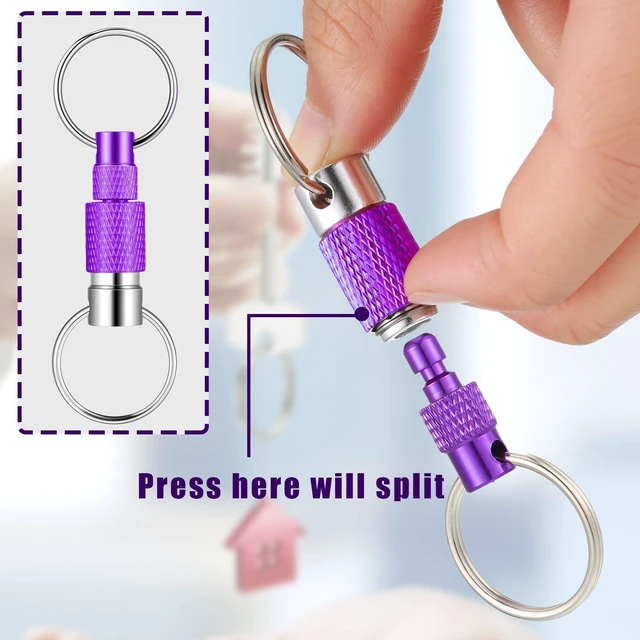 Alt view image 10 of 14 - 10 Packs Detachable Keychain Quick Release Pull Apart Key Ring with 2 Split Rings for Bag Purse Belt (Multicolor)