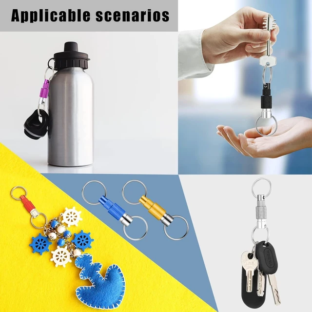 Alt view image 14 of 14 - 10 Packs Detachable Keychain Quick Release Pull Apart Key Ring with 2 Split Rings for Bag Purse Belt (Multicolor)