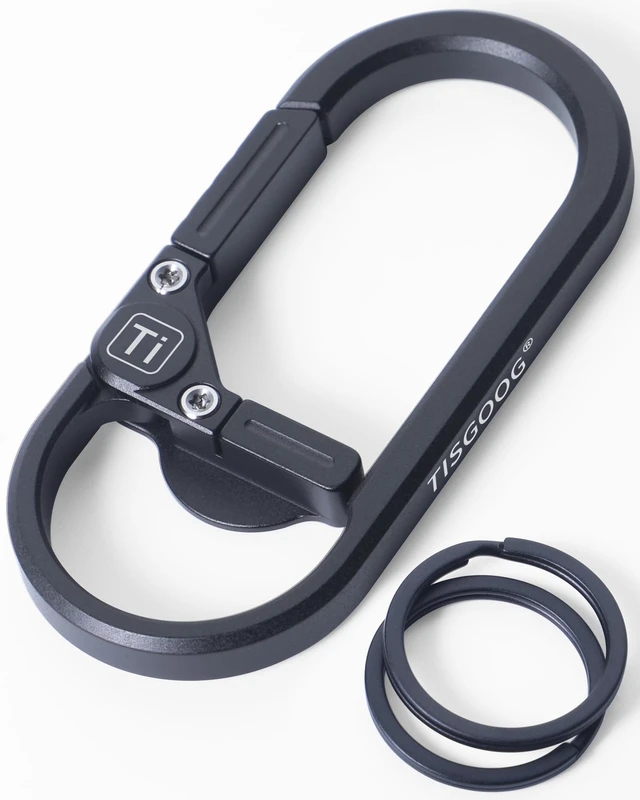 Alt view image 8 of 14 - Titanium Carabiner Keychain Clip, Minimalist Keychain Key Clip, EDC Quick Release Hooks with Bottle Opener, Gift for Men (Black)