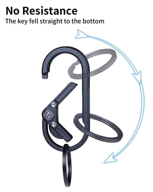 Alt view image 11 of 14 - Titanium Carabiner Keychain Clip, Minimalist Keychain Key Clip, EDC Quick Release Hooks with Bottle Opener, Gift for Men (Black)