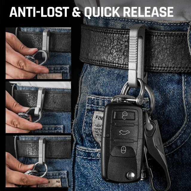 Alt view image 13 of 14 - Duty Belt Key Holder Clip, Titanium Car keychain Organizer | quick release key chain locking,easy to attach,hold multiple keys,rust resistant