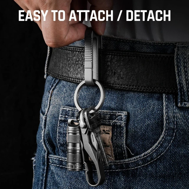 Alt view image 11 of 14 - Duty Belt Key Holder Clip, Titanium Car keychain Organizer | quick release key chain locking,easy to attach,hold multiple keys,rust resistant