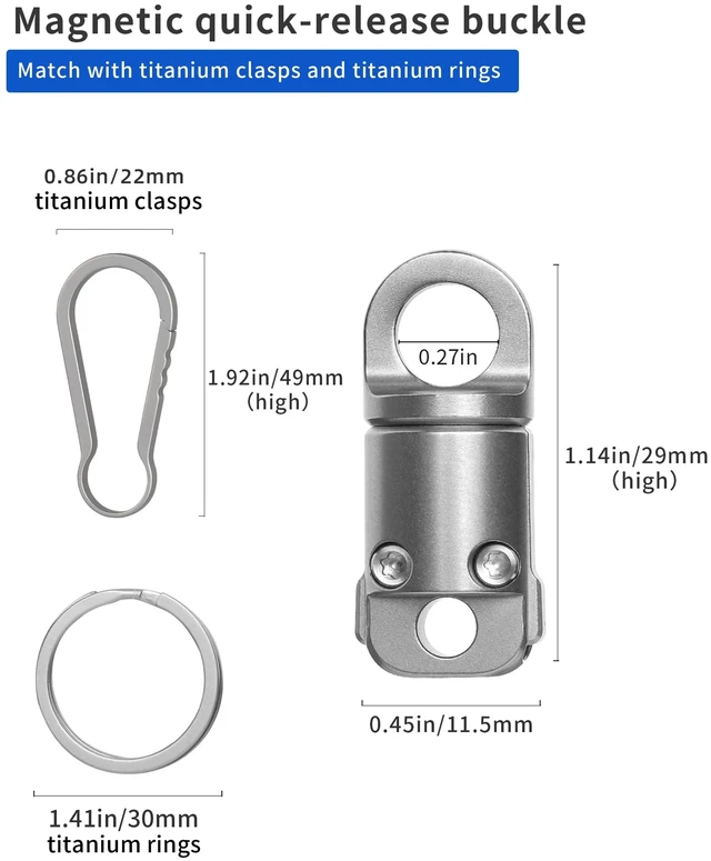 Alt view image 14 of 14 - Titanium Magnetic Quick Release Keychain, Heavy Duty Key Holder, Detachable Chain Rings for Car Keys, 88LB Load Capacity, Gift for Men Women
