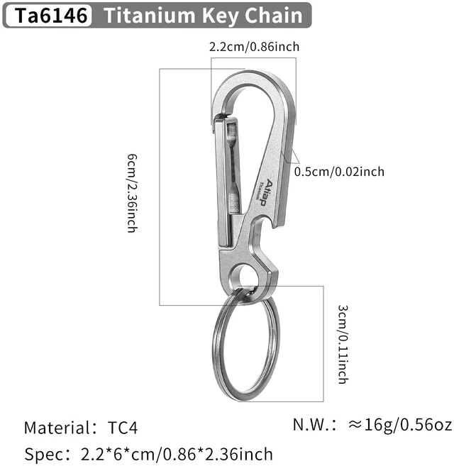Alt view image 10 of 14 - Titanium Keychain Clip, Minimalist Key Ring Organizer with Built-in Bottle Opener, Lightweight Quick Release Key Holder for Belt Loops and Backpacksn