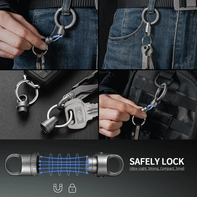 Alt view image 12 of 12 - Quick Release Keychain, Strong Magnetic Key Chain for Home Car Keys | Unbreakable Dual-Lock, Key Ring Free, One-Hand Use, 360° Swivel