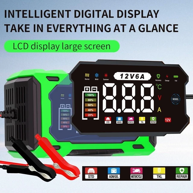 Alt view image 11 of 12 - 12V 6A Smart Battery Charger Maintainer, Fully Automatic Trickle Charger | MultiStage Charging & Comprehensive Safety Protection, for LeadAcid (AGM, GEL, SLA, Flooded, deepcycle) batteries