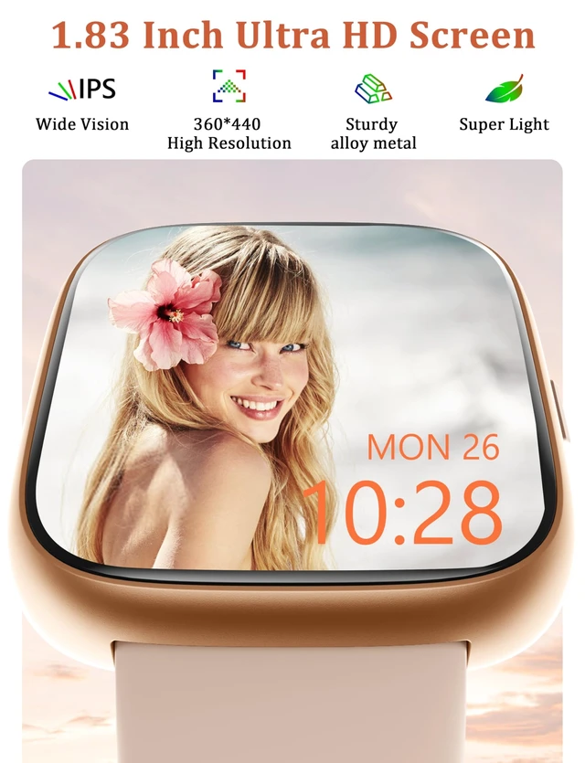 Alt view image 10 of 14 - Smart Watch, Alexa Built-in, Answer/Make Calls 44mm Smartwatch Women Men, 1.83" Sports Watch IP68 Waterproof, Heart Rate SpO2 Sleep Stress Monitor, Step Counter Watch for Android & iOS Phone