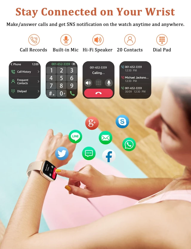 Alt view image 11 of 14 - Smart Watch, Alexa Built-in, Answer/Make Calls 44mm Smartwatch Women Men, 1.83" Sports Watch IP68 Waterproof, Heart Rate SpO2 Sleep Stress Monitor, Step Counter Watch for Android & iOS Phone