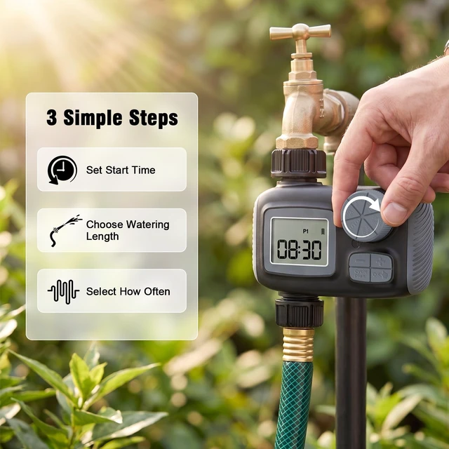 Alt view image 11 of 14 - Automatic Water Sprinkler Timer with LCD Display and Cycle Plan | Hose Compatible, Faucet Mount