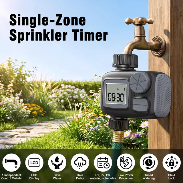 Alt view image 12 of 14 - Automatic Water Sprinkler Timer with LCD Display and Cycle Plan | Hose Compatible, Faucet Mount