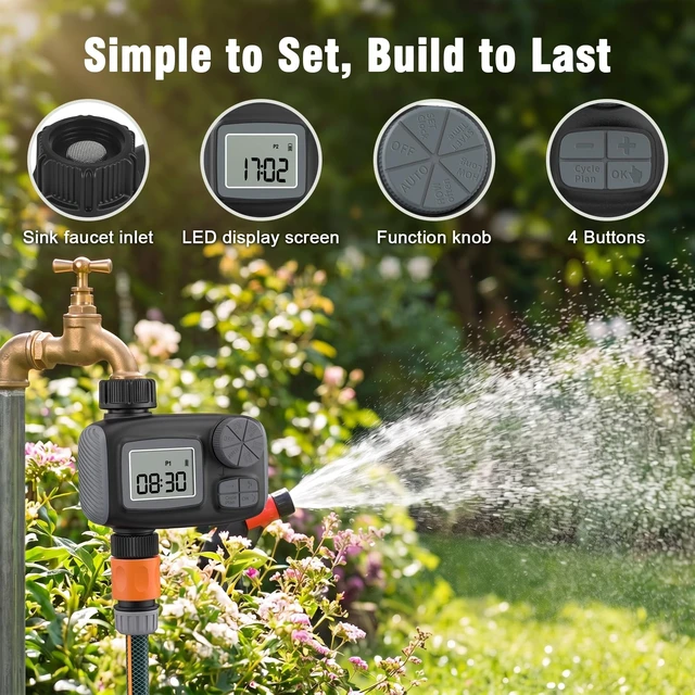 Alt view image 14 of 14 - Automatic Water Sprinkler Timer with LCD Display and Cycle Plan | Hose Compatible, Faucet Mount