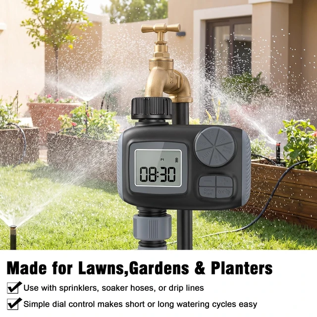 Alt view image 13 of 14 - Automatic Water Sprinkler Timer with LCD Display and Cycle Plan | Hose Compatible, Faucet Mount