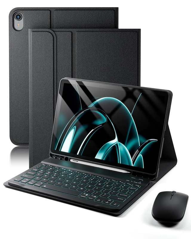 Alt view image 8 of 14 - Case Keyboard for iPad 11-inch A16 11th / 10th Generation - 7 Color Backlit | 10.9-11 inch Cover for iPad 10th Gen 2022 & A16 11th Gen 2025 - Built-in Pencil Holder with Mouse, Black