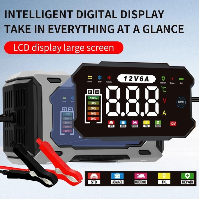 Alt view image 10 of 12 - 12V 6A Smart Battery Charger Maintainer, Fully Automatic Trickle Charger | MultiStage Charging & Comprehensive Safety Protection, for LeadAcid (AGM, GEL, SLA, Flooded, deepcycle) batteries