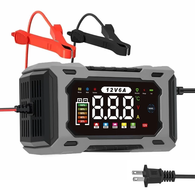 Alt view image 7 of 12 - 12V 6A Smart Battery Charger Maintainer, Fully Automatic Trickle Charger | MultiStage Charging & Comprehensive Safety Protection, for LeadAcid (AGM, GEL, SLA, Flooded, deepcycle) batteries