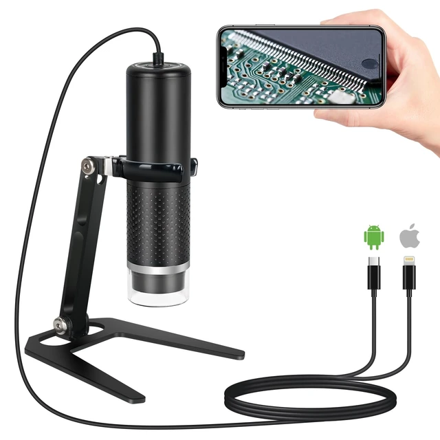 Alt view image 8 of 14 - USB Digital Microscope for iOS and Android Devices (Not for Any PC) | 50x-1600x Magnification, 1920x1440P HD Portable Microscope Camera for Adults, Children, Students