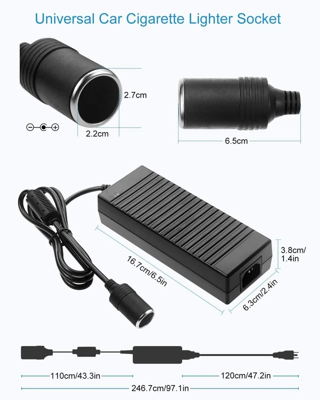 Alt view image 10 of 14 - AC to DC Converter 110V to 12V 10A 120W Power Supply Car Cigarette Lighter Adapter to Wall Plug AC to DC Adapter for Car Vacuum Cleaner Inflator Refrigerator Cooler and Other Car Devices