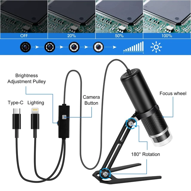 Alt view image 10 of 14 - USB Digital Microscope for iOS and Android Devices (Not for Any PC) | 50x-1600x Magnification, 1920x1440P HD Portable Microscope Camera for Adults, Children, Students