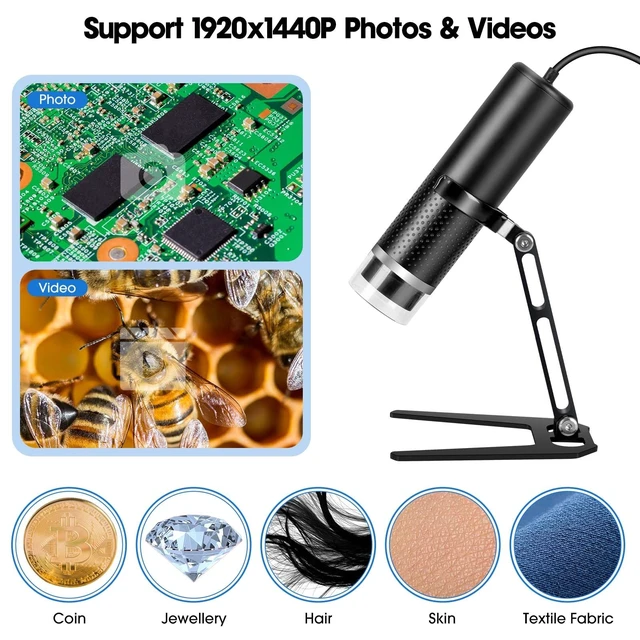 Alt view image 13 of 14 - USB Digital Microscope for iOS and Android Devices (Not for Any PC) | 50x-1600x Magnification, 1920x1440P HD Portable Microscope Camera for Adults, Children, Students