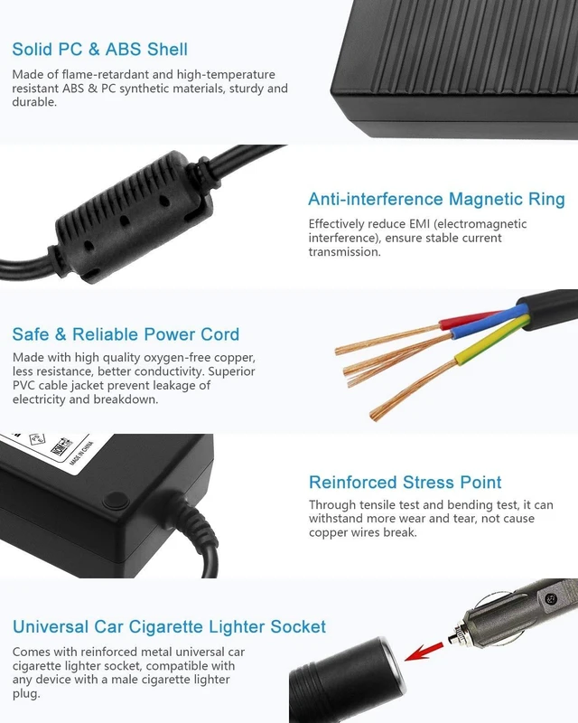 Alt view image 12 of 14 - AC to DC Converter 110V to 12V 10A 120W Power Supply Car Cigarette Lighter Adapter to Wall Plug AC to DC Adapter for Car Vacuum Cleaner Inflator Refrigerator Cooler and Other Car Devices