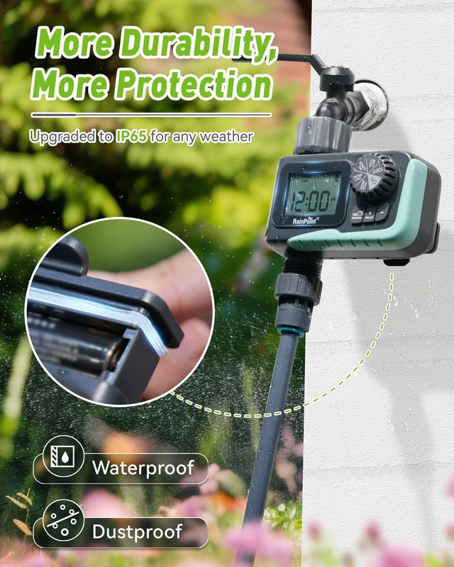 Alt view image 10 of 14 - Sprinkler Timer Outdoor, Water Timer for Garden Hose, Programmable Watering Irrigation Timer with Rain Delay/Manual(Plastic)