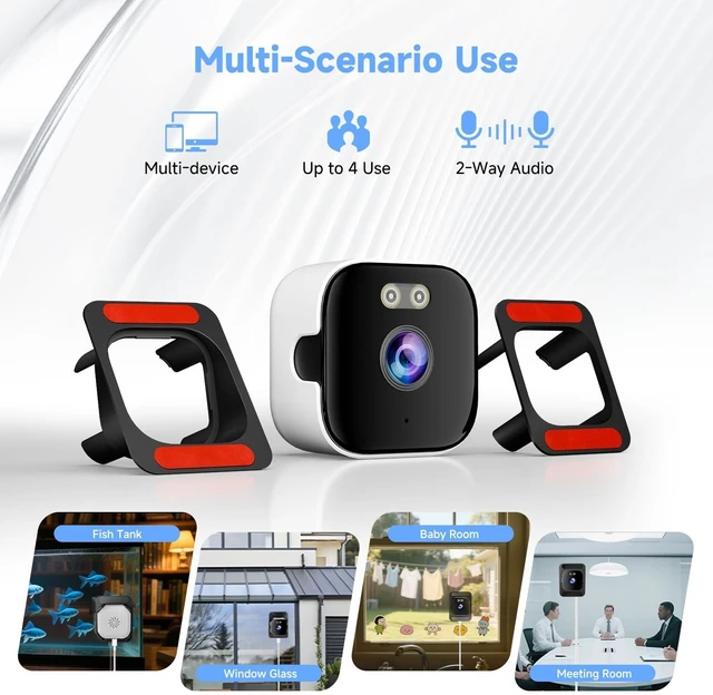 Alt view image 13 of 14 - Window Camera for Home Security: 2K Indoor Camera with Night Vision | 45°/90° Angle brackets,5GHz WiFi,APP Control,24/7 Recording,2-Way Talk,Motion Detection,No-Drill Install,Pet Monitoring