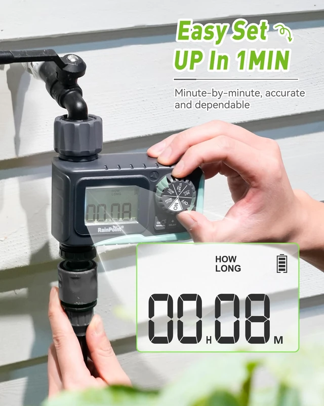 Alt view image 11 of 14 - Sprinkler Timer Outdoor, Water Timer for Garden Hose, Programmable Watering Irrigation Timer with Rain Delay/Manual(Plastic)