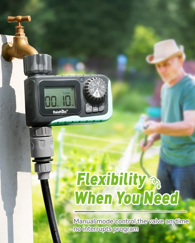 Alt view image 14 of 14 - Sprinkler Timer Outdoor, Water Timer for Garden Hose, Programmable Watering Irrigation Timer with Rain Delay/Manual(Plastic)