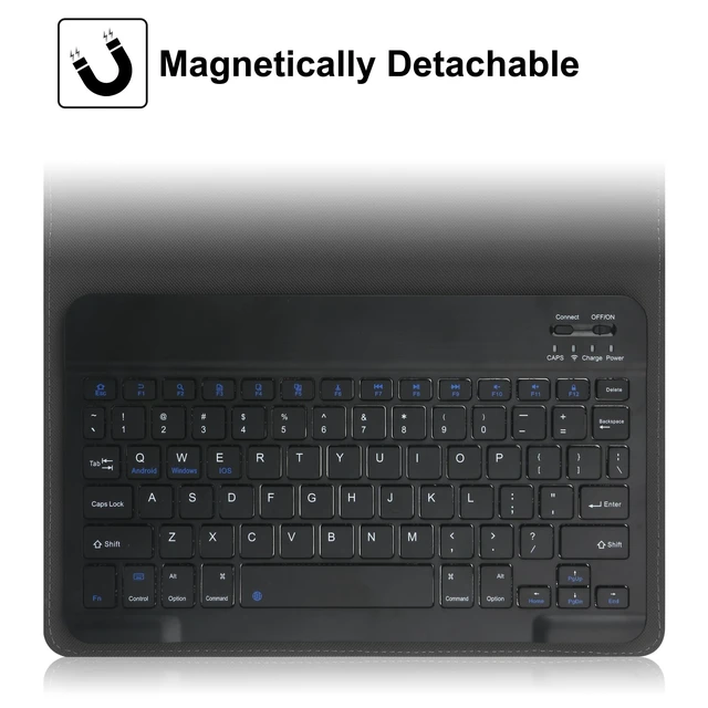 Alt view image 10 of 12 - 9",9.7",10.1",10.5",10.9",11" Tablet Universal Case with Keyboard, Case with Removable Wireless Bluetooth Keyboard & Pen Holder for iPad, Galaxy and Other 9-11 inch Tablet