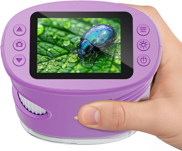 Alt view image 8 of 14 - Kids Microscope 2.0" Screen 1000X Digital Microscope for Kids, Mini Pocket Handheld Microscopes for Children Birthday Festival Gift, Science Education Fun Toys for Boys Girls Ages 4-12 (Purple)