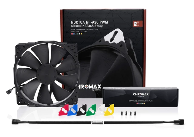 Alt view image 11 of 14 - NF-A20 PWM chromax.Black.swap, High-Performance Quiet Fan 200mm | High Airflow, Low Noise, 30mm Thick Fan, for PC and Electronics Cooling, Customisable Colour Pads, 800rpm 4-Pin PWM
