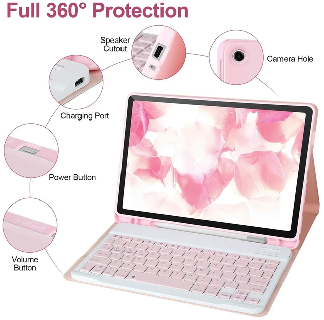 Alt view image 11 of 14 - Keyboard Case for Samsung Galaxy Tab A11+/ A9+ Plus 2025/2023 11,Pink | Case with Keyboard for Samsung Tab A11+ with S Pen Holder,Detachable Bluetooth Keyboard for Galaxy Tab A9+ Auto Wake/Sleep