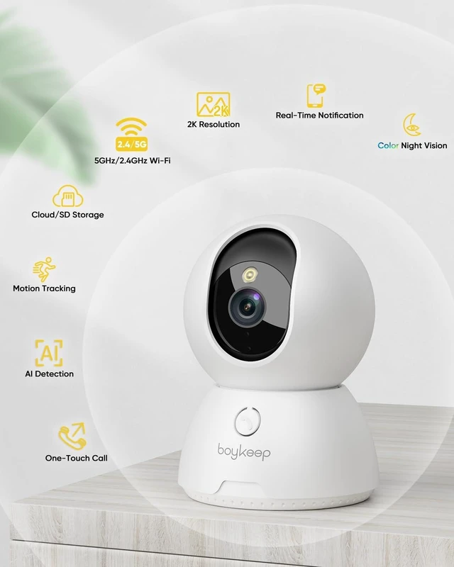 Alt view image 9 of 14 - 2K Cameras for Home Security, 2-Pack Indoor Camera with Night Vision, Pet Camera Indoor with Phone App, Motion Detection, 2-Way Audio, Cloud/SD Card Storage, Compatible with Alexa