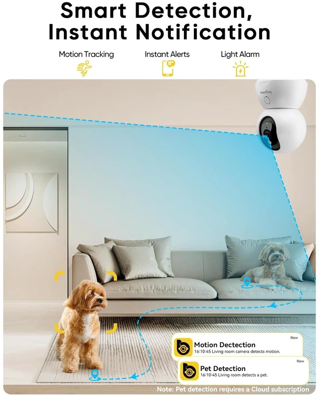 Alt view image 13 of 14 - 2K Cameras for Home Security, 2-Pack Indoor Camera with Night Vision, Pet Camera Indoor with Phone App, Motion Detection, 2-Way Audio, Cloud/SD Card Storage, Compatible with Alexa