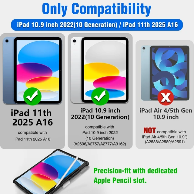 Alt view image 9 of 14 - Protective iPad A16 11th 10th Gen Case with Keyboard, Portrait/Landscape Modes, Detachable Keyboard with Multi-Touch Trackpad, Camera Cover & Pencil Holder for iPad 11th 2025/10th 2022 10.9"